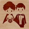 Beautiful Bride and Groom Vector Graphic A detailed illustration of a wedding scene featuring a bride and groom.