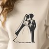 Wedding Illustration with Blurred Background Illustrated couple preparing to get married with a blurred background.