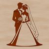 Happy Couple SVG Artwork A digital illustration of a happy couple on their special day, featuring a bride and groom in a romantic setting.