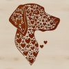 A high-quality digital illustration of a Weimaraner dog breed, created using vector graphics.
