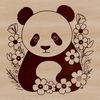 Illustration of a cute Asian giant panda standing on its hind legs in a natural habitat with bamboo.