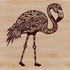 Flamingo Silhouette on White Background A standing flamingo with long neck and legs, against a neutral background.