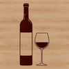 Glass of Red Wine SVG A digital illustration of a glass of red wine with a bottle in the background.
