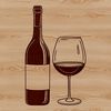 A transparent graphic representation of a wine bottle in a glass, suitable for vector design and cutting machine projects.