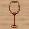 A graphic illustration of a glass filled with red wine.