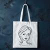 A digital illustration of a woman in a simple, elegant design suitable for various uses.