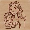 Woman's Portrait with a Heartfelt Touch Female figure illustrated as a motherly character.