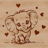 Loveable Elephant Vector Graphic Art A standing elephant with love hearts surrounding it.