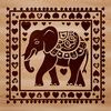 A standing elephant with ornate details and love hearts incorporated into its design, suitable for various uses.