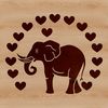 An elephant standing on its hind legs with love hearts surrounding it, suitable for various design purposes.