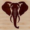 African Elephant Head Vector Design Large African elephant head with distinctive trunk and tusks, ideal for vector art designs.