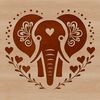 SVG illustration of a stylized elephant with love hearts, suitable for vector design and cutting machine projects.