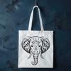 Large African Elephant Illustration An isolated illustration of a large African elephant with curved tusks and ears.