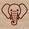 A simple line drawing of a large mammal's head with a trunk and tusks.