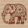 Vibrant Elephant Illustration A colorful elephant illustration featuring ornate floral patterns and details.