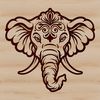 An ornate vector design of a majestic elephant's head, suitable for various uses.