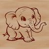 A standing elephant with a gentle expression, suitable as vector art for use in digital designs.