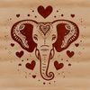 An elephant illustration featuring love hearts, suitable for various digital cutting machines.