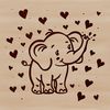Cute Elephant SVG Vector Design A standing elephant with love hearts depicted in a vector design.