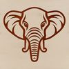 A simple line drawing of an elephant's head with large ears and a long trunk.