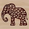 A detailed illustration of a single elephant in the wild, rendered as a high-quality vector graphic.