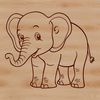 A standing elephant depicted in a simple vector design suitable for various applications.