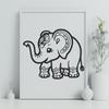 Ornate Standing Elephant - DXF