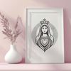 Faithful Heart Emblem Free Download A stylized illustration of the Sacred Heart, a symbol of devotion and faith in various religious traditions.