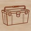 Toolbox Icon Graphics A toolbox icon featuring various tools and equipment, suitable for commercial use.
