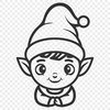 Artistic Christmas Elf Simple Line Drawing