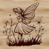 Magical Floral Fairy Design A mythical fairy surrounded by floral elements, ideal for vector art designs and Cricut cutting machine projects.