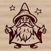 A fantasy figure dressed as a wizard with a long white beard and pointed hat, suitable for vector design projects.