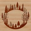 Dense Woodland SVG Graphic An SVG graphic of a dense woodland area featuring multiple tree species.