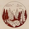 Free Forest Clip Art SVG File An illustration of a dense forest with trees, foliage, and scenery, suitable as vector art for various design projects.