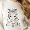 A stylized illustration of a young female princess in a traditional gown.