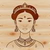 A young female princess character in a royal dress, suitable for vector art designs and cutting machine projects.