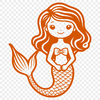 Underwater Goddess Vector A mythical underwater creature with human upper body and fish lower body, designed as a vector graphic.