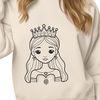 A royalty-inspired female character in a regal pose, created as a vector graphic.