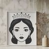 Simple Princess Illustration A young female princess character in a simple royal attire, suitable for digital crafting or design projects.