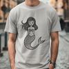 Colorful Underwater Nymph A mythical sea creature with a human upper body and fish tail in various colors, suitable for vector design.
