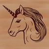 A mythical creature with a horse head and single horn, depicted in vector format.