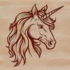 Digital Unicorn Clip Art for Crafts A digital illustration of a mythical unicorn's head from various angles.