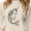 Underwater Steed A mythical creature with the upper body of a mermaid and lower body of a horse, designed as a vector image.