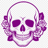 Gothic Skull Illustration with Intricate Details A decorative gothic-style skull illustration with intricate details.