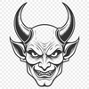 A stylized illustration of the devil with horns and a pitchfork, suitable for Halloween decorations or designs.