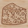 A cut-out design of a wedge of cheese made from scalable graphics.