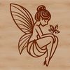 A mythical fairy standing amidst a floral arrangement, depicted in vector art.