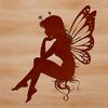 Illustration of an ornate fairy in silhouette, inspired by traditional mythology.