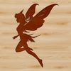 Enchanting Fairy Silhouette A whimsical silhouette illustration of a mythical fairy from a classic fairy tale.