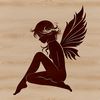 A mythical creature with wings and a wand, depicted in a stylized design suitable for vector art.